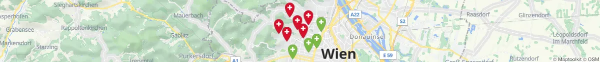 Map view for Pharmacies emergency services nearby Pötzleinsdorf (1180 - Währing, Wien)